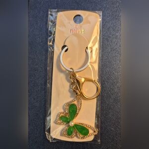 Green and Gold Butterfly Bag Charm Or Key Holder